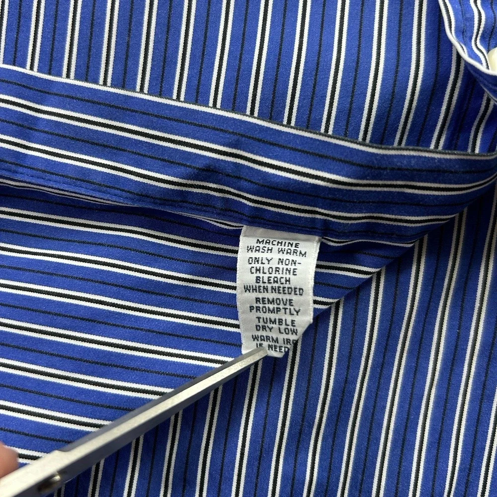 Ralph Lauren XL Custom Fit Blue Striped Flesh Pony Button Down Shirt Preppy